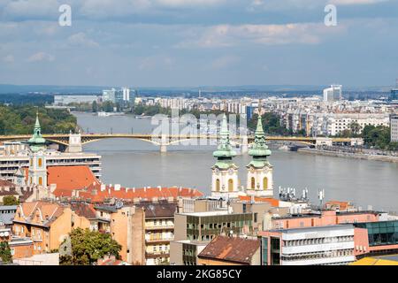 City views from the Fisherman's Bastion in Buda, Budapest Hungary Europe EU Stock Photo