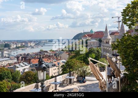 City views from the Fisherman's Bastion in Buda, Budapest Hungary Europe EU Stock Photo