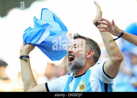 Lusail Iconic Stadium, Lusail, Qatar. 22nd Nov, 2022. FIFA World Cup Football, Argentina versus Saudi Arabia; Fans of Argentina, Credit: Action Plus Sports/Alamy Live News Stock Photo