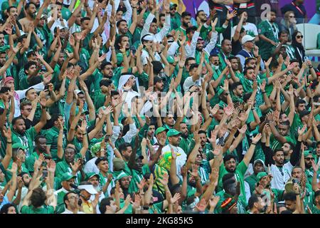 Lusail Iconic Stadium, Lusail, Qatar. 22nd Nov, 2022. FIFA World Cup Football, Argentina versus Saudi Arabia; Fans of Saudi Arabia Credit: Action Plus Sports/Alamy Live News Stock Photo