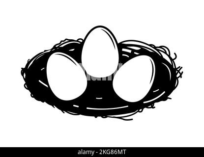 A vector illustration of bird's nest silhouette isolated on white background Stock Vector