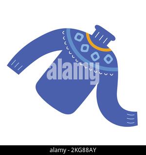 Nordic sweater, Scandinavian woolen sweater, winter jumper with ornaments, isolated vector illustrations Stock Vector