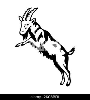 A simple vector illustration of a jumping goat Stock Vector