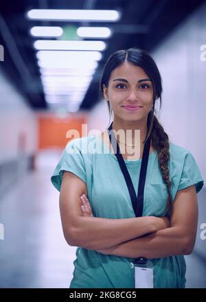 Portrait of smiling female technician in data center Stock Photo