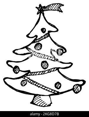 Christmas tree icon freehand drawn Stock Vector