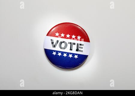 American vote button on white background Stock Photo