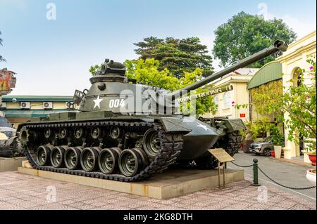 A US Army M48 Patton Main Battle Tank from the Vietnam War at the Vietnam Military History Museum, Hanoi, Vietnam Stock Photo