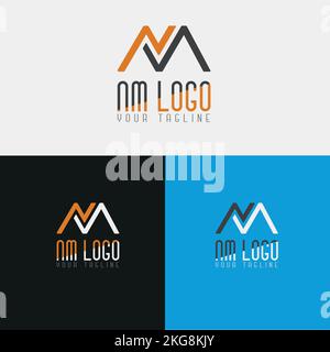 NM Icon with NM letter simple logo design Stock Vector