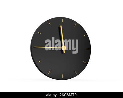 An illustrative premium gold clock showing 11:45 o'clock isolated on a white background Stock Photo