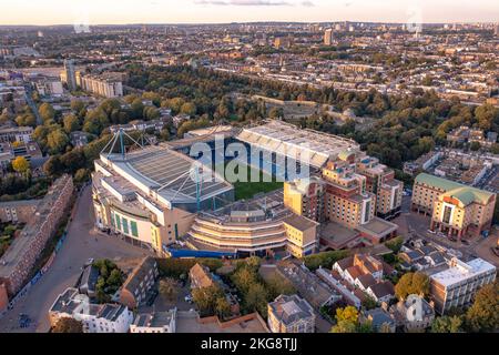 Stamford Bridge Stadium the Home of Chelsea Football Club an Aerial View of the London Soccer Team's Home in Central London Stock Photo