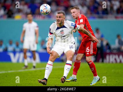 Joe Rodon during the FIFA World Cup Qatar 2022 Group B match between Wales  and England at Ahmad Bin Ali Stadium on November 29, 2022 in Doha, Qatar.  (Photo by Pawel Andrachiewicz/PressFocus/Sipa USA Stock Photo - Alamy