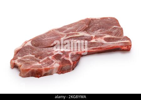 raw lamb shoulder chops isolated on white background Stock Photo
