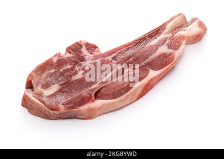 raw lamb shoulder chops isolated on white background Stock Photo