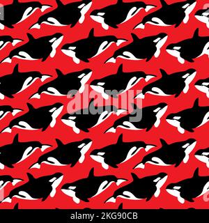 Vector seamless pattern with orca.Underwater cartoon creatures.Marine background.Cute ocean pattern for fabric, childrens clothing,textiles,wrapping Stock Vector