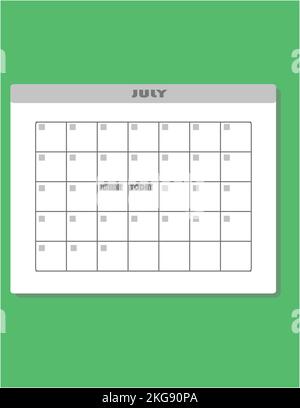 A vertical calendar vector with a green background Stock Vector