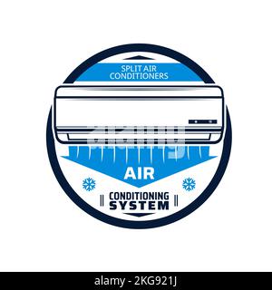 Air conditioner vector icon, conditioning equipment. Electronic device for home. Fan cooling, split air climate control system, installing or repair service center promo label or sign Stock Vector