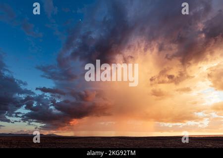 Stormy sunset sky with dramatic clouds near Flagstaff, Arizona Stock Photo