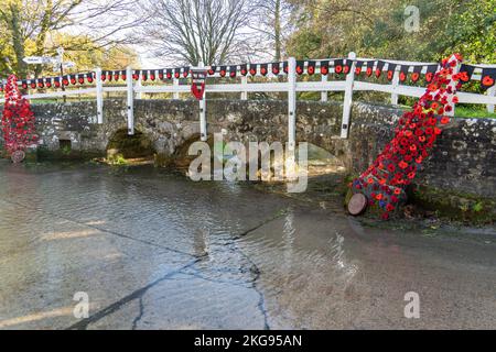 The Ford crossing the River Tarrant between Tarrant Monkton and Tarrant Launceston in Dorset, England, UK. Concept of flooding. Stock Photo
