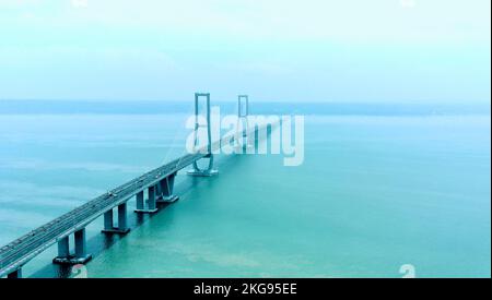 November 21, 2022. View of Suramadu bridge in Surabaya, Indonesia. Stock Photo