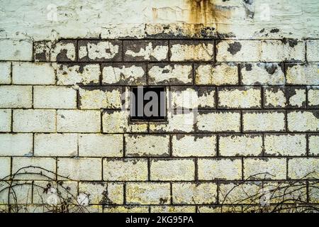 Peeling paint on block wall Stock Photo