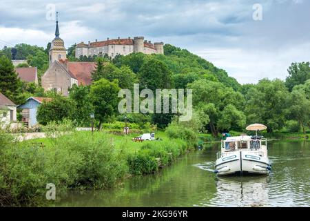 France, Franche-Comté, Haute Saône, 70, Ray-sur-Saône, Barge Stock Photo