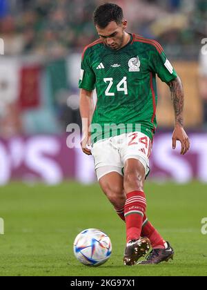 DOHA, QATAR - NOVEMBER 22: Luis Chavez of Mexico passes the ball during the Group C - FIFA World Cup Qatar 2022 match between Mexico and Poland at Stadium 974 on November 22, 2022 in Doha, Qatar (Photo by Pablo Morano/BSR Agency) Stock Photo