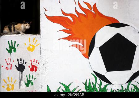 Dhaka, Dhaka, Bangladesh. 22nd Nov, 2022. Wall paintings on the streets of Dhaka on the occasion of Qatar World Cup Football 2022. (Credit Image: © Syed Mahabubul Kader/ZUMA Press Wire) Stock Photo