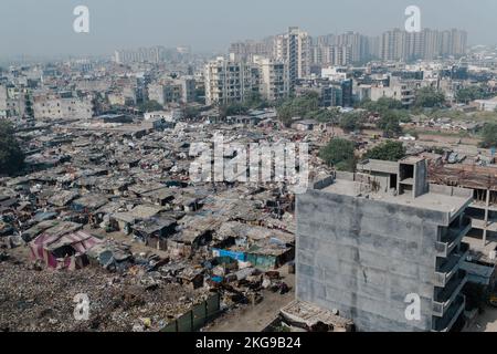 home Aerial Cityscape with buildings, Pune, Maharashtra Stock Photo