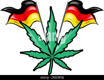 Illustration of a Germany  flag with a marijuana leaf Stock Vector