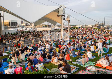 Virginia Portsmouth NTELOS Pavilion at Harbor Center centre,Norah Jones concert performance entertainment show,crowd audience Stock Photo