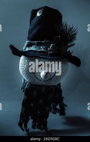 Plush toy in denim, horror photo, object Stock Photo