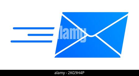 Flying blue envelope vector icon. Sending a message symbol. Stock Vector