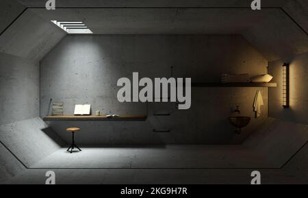 Underground prison or storm tunnel concept interior Stock Photo