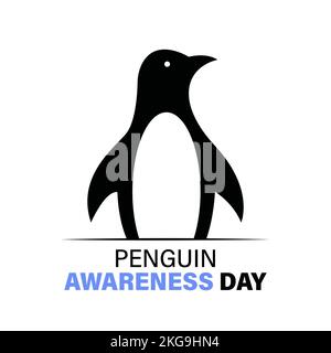 Penguin Awareness Day. Vector card on white background Stock Vector