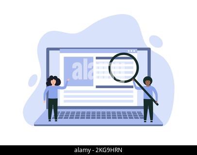 SEO ranking, search engine optimization. Businessmen are engaged in business promotion Stock Vector