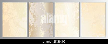 Gold Marble Background Set. Elegant Beige Texture Collection Stock Vector