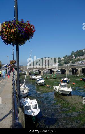 River Looe & Bridge, Looe, Cornwall, England, UK in September Stock Photo