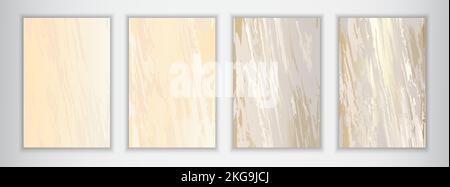 Gold Marble Background Set. Elegant Beige Brown Texture Collection Stock Vector