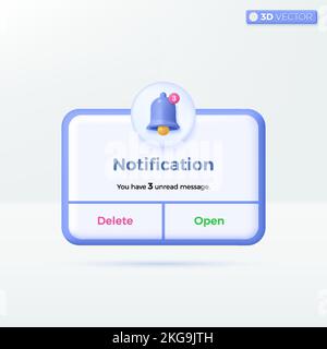 Reminder Notifications page banner icon symbols. advertising, Business planning, events, reminder letter online email concept. 3D vector isolated illu Stock Vector