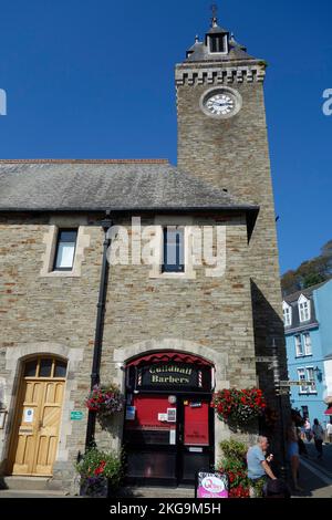 The Guildhall With Clock Tower, East Looe, Cornwall, England, UK Stock Photo