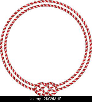 Round rope frame isolated on white background. Twisted cord Stock Vector