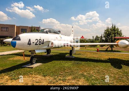 The Lockheed T-33A Shooting Star (or T-Bird) is an American subsonic jet trainer. Stock Photo