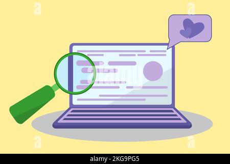 Resume people in flat style. Mobile app application. Flat isometric vector illustration. Laptop screen. Vector data. Stock Vector