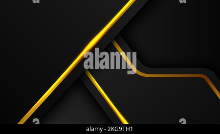Abstract golden lines on a black background - Vector illustration Stock ...