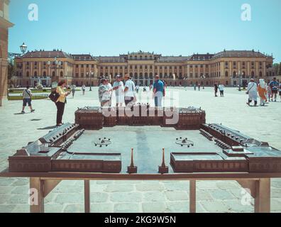 Vienna, Austria - June 2022: View with Schonbrunn Palace ( Schloss Schönbrunn) one of the major tourist attraction in Vienna. Stock Photo