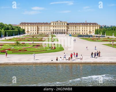 Vienna, Austria - June 2022: View with Schonbrunn Palace ( Schloss Schönbrunn) one of the major tourist attraction in Vienna. Stock Photo