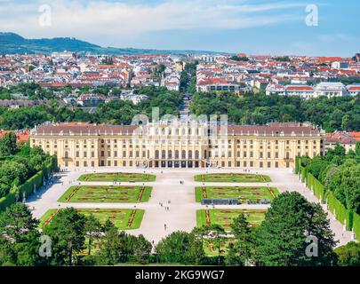 Vienna, Austria - June 2022: View with Schonbrunn Palace ( Schloss Schönbrunn) one of the major tourist attraction in Vienna. Stock Photo