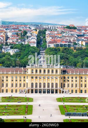 Vienna, Austria - June 2022: View with Schonbrunn Palace ( Schloss Schönbrunn) one of the major tourist attraction in Vienna. Stock Photo