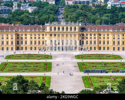 Vienna, Austria - June 2022: View with Schonbrunn Palace ( Schloss Schönbrunn) one of the major tourist attraction in Vienna. Stock Photo