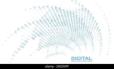 Binary visualization of digital broadcasting through a stream of zeros and ones. Vector graphic background Stock Vector